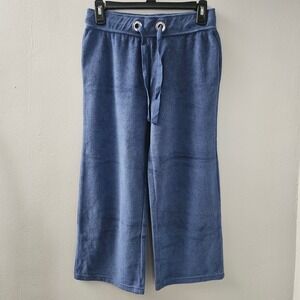 Womens Y2K Cropped Pants Wide Leg Drawstring XS Sport Lounge Athleisure